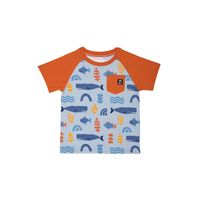 Appreciate the deep sea with this super cozy t-shirt from Rags. It features an orange chest pocket, short sleeves, and an ocean print. Details: 48% Cotton 47% Modal 5% Elastane Chest Pocket China Care: We Strongly Suggest Washing Rags Items In Cold Water And Tumble Dry On Low, Or Hang To Dry. For Best Results, Do Not Wash Together With Abrasive Items, Such As Jeans Or Zippered Items.