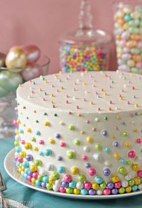 Love this polka-dot inspired baby shower cake - how cute is this?