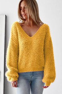 Teeprous 2019 Casua V Neck Women Pullover Sweaters Loose Knitted Autumn Winter Casual Solid Red Teeprous 2019 Casua V Neck Women Pullover Sweaters Loose Knitted Autumn Winter Casual Solid Red