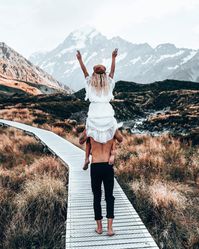 Fairytales are real! New Zealand is proof of that! ✨ This place is pure magic and such an adventure to explore. Save this pin as inspiration for your New Zealand travels and photo inspiration for your trips. #mariefeandjakesnow #visitnewzealand #newzealandtravel #travelcouple #travelinspiration #dreamdestination #newzealand #couplegoals
