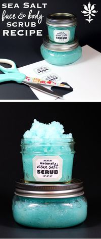 This sea salt face and body scrub recipe is inspired by Lush's Ocean Salt Face and Body Scrub. It has a creamy texture and is suitable for sensitive skin. Plus printable labels for gift giving or DIY wedding favors!