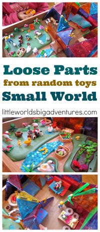 Create a Loose Parts Small World from Toys and Random Things around the Home | Little Worlds Big Adventures #smallworldplay #toys #invitationtoplay #smallworlds #pretendplay