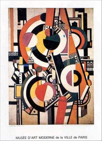 31"x 23", Fernand Léger, geometric wall decor, exhibition poster printed in four-color, Les disques dans la ville, cubism,