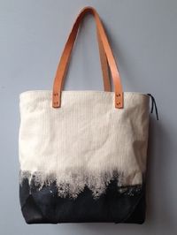 Hand Painted Canvas Tote Bag with Leather Hooves