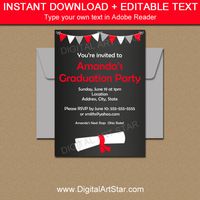Printable Chalkboard Graduation Party Invitations