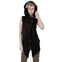 Cette longue veste unisexe à capuche et sans manches possède des poches sur les côtés, deux gros boutons le long du cou et une queue d'hirondelle sur le devant. 65% Coton, 35% Polyester