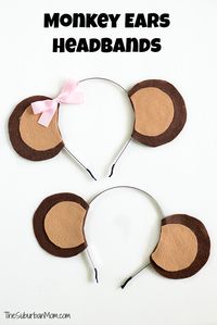 Anyone can make this easy no-sew Monkey Ears Headband costume or monkey birthday party idea.