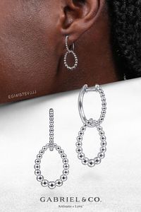 925 Sterling Silver Bujukan Huggie Drop Earrings EG14157SVJJJ #Gabriel Co #Gabriel Jewelry #Gabriel And Co #Earrings #DropEarrings #HuggieEarrings #SilverEarrings #SterlingSilverEarrings