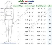 جدول اندازه گیری مانتو شلوار