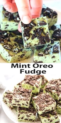 This Mint Oreo Fudge is the perfect easy treat recipe for Mint Oreo lovers, especially for St. Patrick's Day! Make it in minutes with only a few ingredients! Recipe from thebusybaker.ca! #stpatricksday #green #fudge #chocolate #whitechocolate #oreo #dessert #treat #sweet