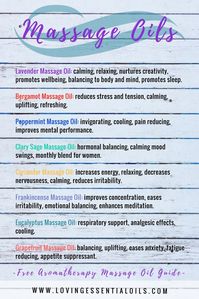 Best essential oils to use as massage oils, learn more and get our free aromatherapy massage oil recipe guide by Loving Essential Oils #massageoils #essentialoilrecipes #essentialoilguide