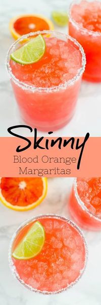 Skinny Blood Orange Margaritas - the perfect low calorie margarita recipe! This is gorgeous and perfect for parties!