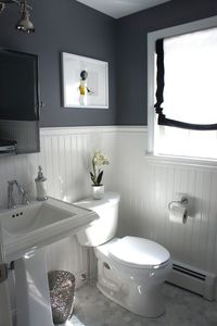 Plank Panel- navy bathroom with beadboard - Google Search
