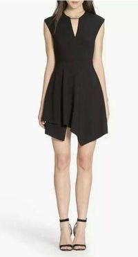 HALSTON HERITAGE ASYMMETRIC HEM STRUCTURED DRESS WITH MESH CHAIN LINK SZ 4 $345 | eBay