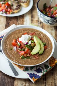 Mexican Pinto Bean Soup Recipe - Tastes like 7-layer dip, without the guilt!