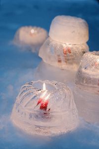 Ice luminary made with a Bundt pan