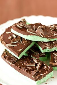 Grasshopper Mint Chocolate Bark by browneyedbaker #Candy #Mint_Chocolate_Bark #browneyedbaker