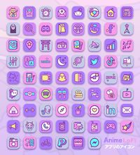 Anime LoFi App Icons iOS - Purple Aesthetic App Icons iPhone ᵔᴗᵔ