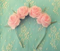 Pastel Goth Pink Flower crown with silver white spikes by voxpopulijewelry, $21.99 USD