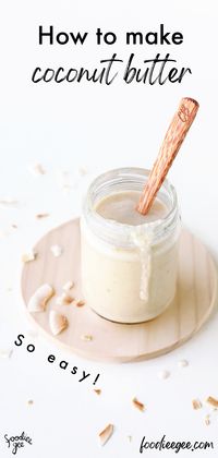 This healthy DIY coconut butter has many so uses! Create delicious oil free vegan desserts, add to soups, curries & smoothie recipes... this spread can also be a plant-based keto substitute for butter in bulletproof coffee, cakes, fat bombs, fudge, dessert bark and more for a creamy texture... #coconutbutter #howtomake #diycoconutbutter #homemadecoconutbutter #veganbutterrecipe #vegancondiment #vegan #daisryfreebutter #plantbasedvegan #dairyfree #keto #vegansubstitute #veganketo #lowcarbvegan