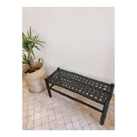 Moroccan Bench in Solid Wood and Leather - Etsy