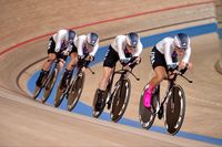USA Cycling, Bronze Medal in Women’s Team Pursuit, 2020/2021 Tokyo Summer Olympics. Photo (in no particular order): team pursuit members Megan Jastrab, Emma White, Chloé Dygert and Jennifer Valente.