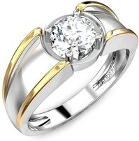 0.70 ctw Round Solitaire Diamond Sterling Silver Two Tone Wedding Ring for Men. #ring #jewelry #SterlingSilver