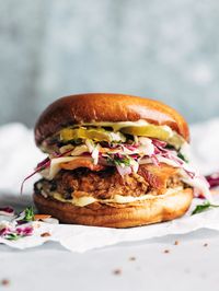 All my friends raved about these fried chicken sandwiches! This recipe for fried chicken is surprisingly easy and SO GOOD. Just soak, dredge, and fry! #friedchicken #chickensandwich #chicken #friedchickensandwich | pinchofyum.com