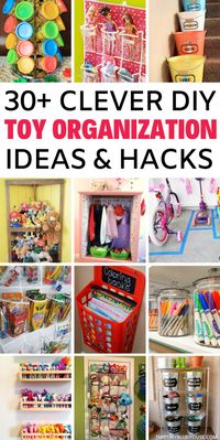 Take control of toy chaos with these clever toy organization ideas. With 30+ genius storage ideas, you're guaranteed to take control of toy chaos for good. Perfect for small or big spaces these are toy storage solutions that all parents need to try right now. #toystorage #toyorganization #toystorageforsmallspaces #toystorageideas #toystoragesolutions #DIYtoystorage #DIYtoyorganization #CheapToyStorage