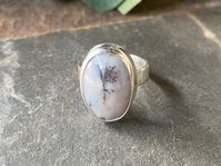 Sterling Silver Dendritic Agate Statement Ring - Earthy Natural Gemstone Statement Ring - Handmade Sterling Silver White Agate Ring by AccentYourself on Etsy