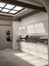 Wood that clads balance. Cotton Ash veneered doors and Flint Grey Decorative Melamine.