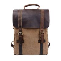 Amazon.com: S-ZONE Vintage Canvas Leather Backpack 15.6 Inch Laptop School Bag Travel Rucksack(Khaki): Clothing