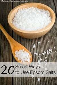 20 Smart Ways to Use Epsom Salt for cleaning, beauty products, gardening and more! This stuff is pretty amazing.