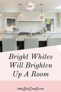 Having reflective surfaces in a bright white room will brighten it up the space. Click to read for more tips. #lanidoesit #modernkitchen #homedecor #kitchendesign