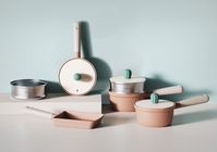 Inspired by cactus plants and Arizonan deserts, »Cacti« cookware intertwines health and nature into one. »Cacti« is designed with ergonomics and sophistication in three natural colors: green, ivory, and orange-brown. This four-piece collection is comprised of a frying pan, sauce pan, square egg pan, and steamer. LOCK&LOCK Co., Ltd. Seoul was awarded Special Mention in the German Design Awards 2022.