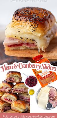 Ham and Cranberry Sliders Recipe- easy appetizers for christmas, new years eve, thanksgiving, parties football game day super bowl etc. Using leftover ham dinner meal idea. Hawaiian rolls sweet rolls recipe.