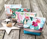 Pochettes Make-Up Imprimé en lin