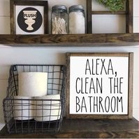 Excited to share this item from my #etsy shop: Alexa, Clean the Bathroom, Farmhouse Style Wood Sign, Framed Wood Sign, Rustic Wood Sign, Farmhouse Home Decor, Rustic Home Decor,Gifts