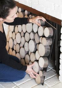 diy faux stacked wood fireplace