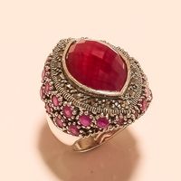 Natural Red Cuprite, Marcasite Gemstone Sterling Silver Ring Fashion Jewelry New #Handmade #Cocktail #WeddingEngagement