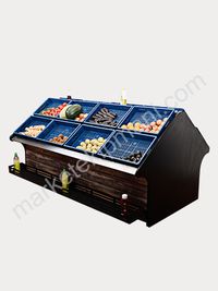 Orta Alan Manav Reyonu (Ürün Kodu: DR5) 1. Ergonomik tasarım 2. Galvaniz ve Paslanmaz çelikten üretim 3. Elektrostatik Fırın boya 4. Kolay kurulum 5. Kolay temizlik 6. Magnet ahşap desenli folyo (isteğe bağlı desen yapılabilir) 7. 1 ünite için (120 cm) 60x40 8 adet kasa sığmaktadır. Teknik Özellikler Derinlik: 160 cm Yükseklik: 115 cm Genişlik: İsteğe Bağlı