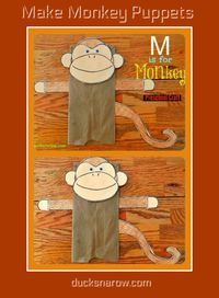 This paper bag kids craft is so fun! You will be amazed at how much your littles will love their MONKEY PUPPET! #puppets #kidscrafts #monkey #preschool #kindergarten #crafts #kids
