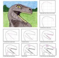 Dino Head. How to Draw PDF tutorial available for free.