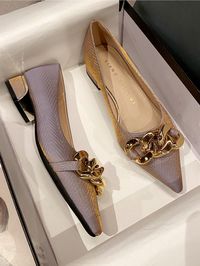 Purple Fashionable Collar Plain Ballet Embellished Women Shoes
