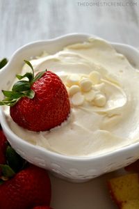 This White Chocolate Marshmallow Fruit Dip is INCREDIBLE! Light, fluffy, creamy and smooth, it's great with fresh fruit, brownie bites, pound cake cubes and more! Such an easy, fast, no-bake treat!