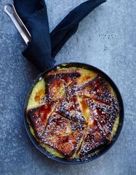 brioche french toast with fruit syrup and meyer lemon marmalade.