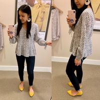 Floral Peplum Top with Buttons