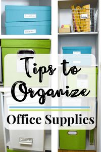 10+ tips to organize office supplies at home so that they're functional and pretty. Make the most of a small space with careful planning and organizing. #sponsored #organize