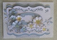 Spellbinders A2 Bracket Borders, Radiant Rectangles (blue oval) Spellbinders-Heartfelt Creations-Daisy , Memory Box Lavish Branch.