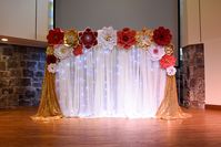 Red and Gold Paper Flowers Backdrops